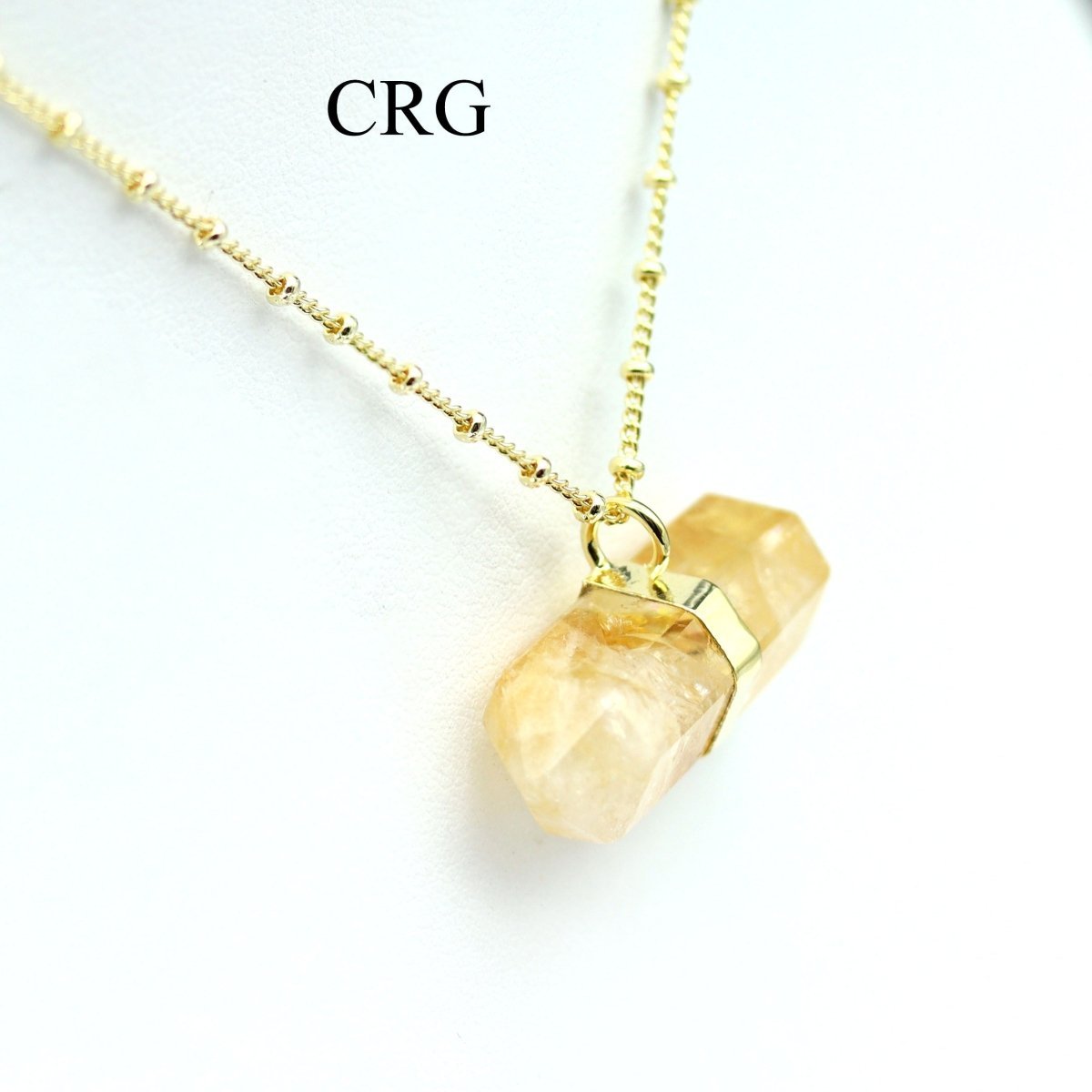 Citrine Double Terminated Point Necklace with Gold Plating (17 Inches) (1 Piece) by Crystal River Gems