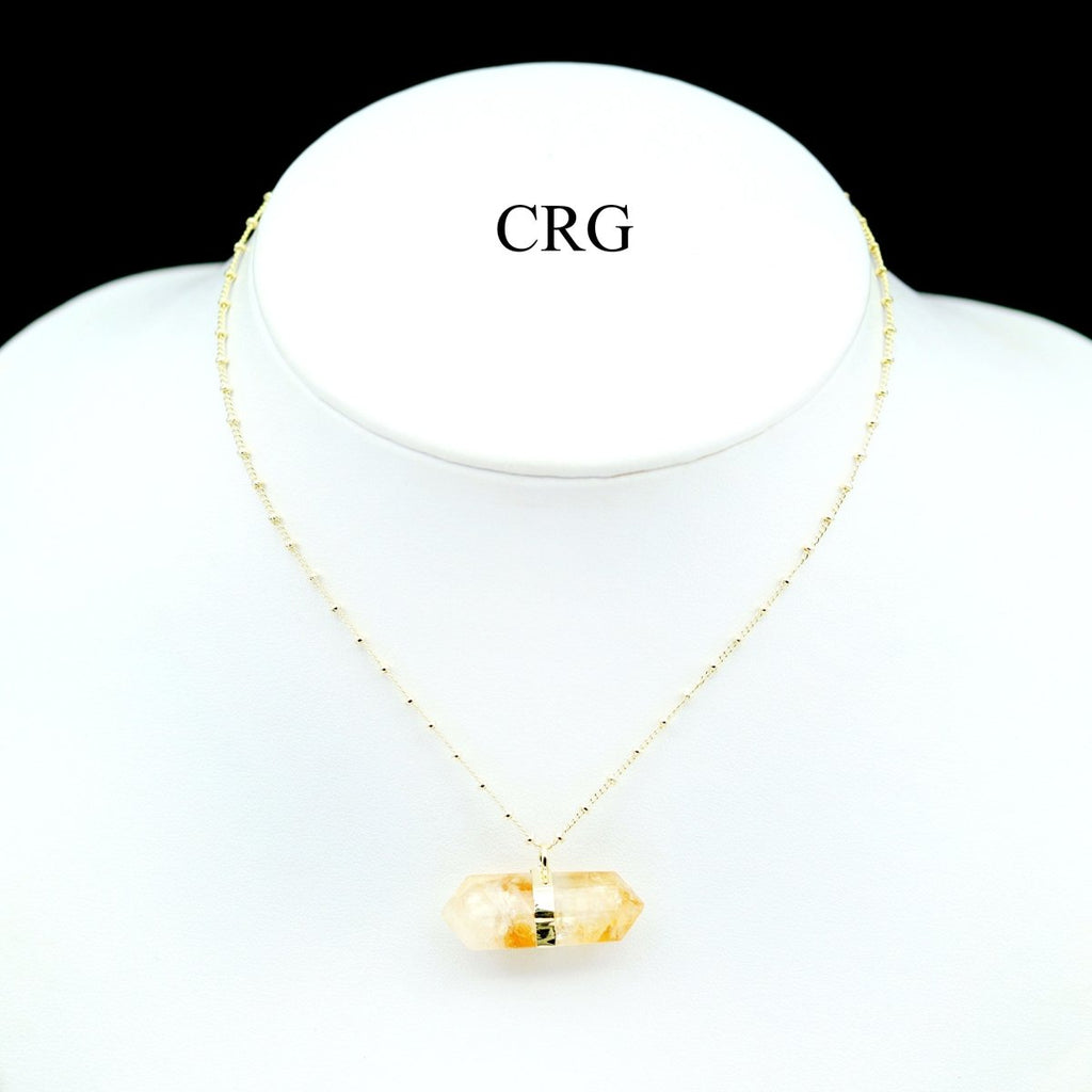 Citrine Double Terminated Point Necklace with Gold Plating (17 Inches) (1 Piece) by Crystal River Gems