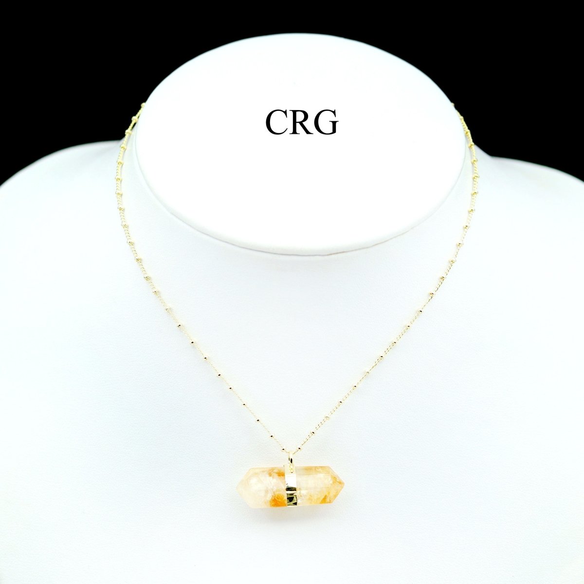 Citrine Double Terminated Point Necklace with Gold Plating (17 Inches) (1 Piece) by Crystal River Gems