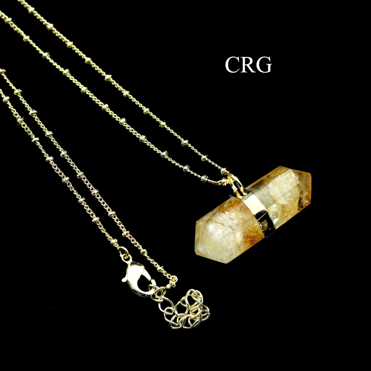 Citrine Double Terminated Point Necklace with Gold Plating (17 Inches) (1 Piece) by Crystal River Gems