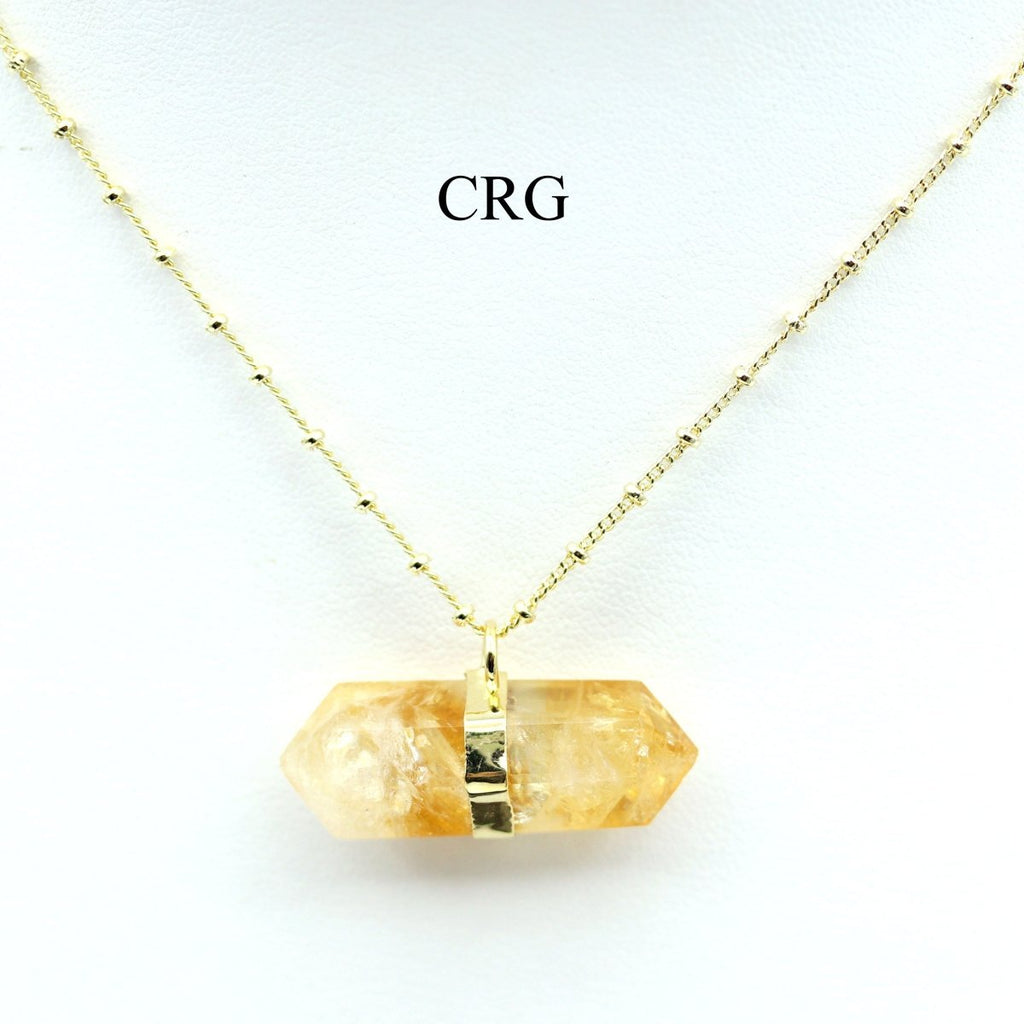 Citrine Double Terminated Point Necklace with Gold Plating (17 Inches) (1 Piece) by Crystal River Gems