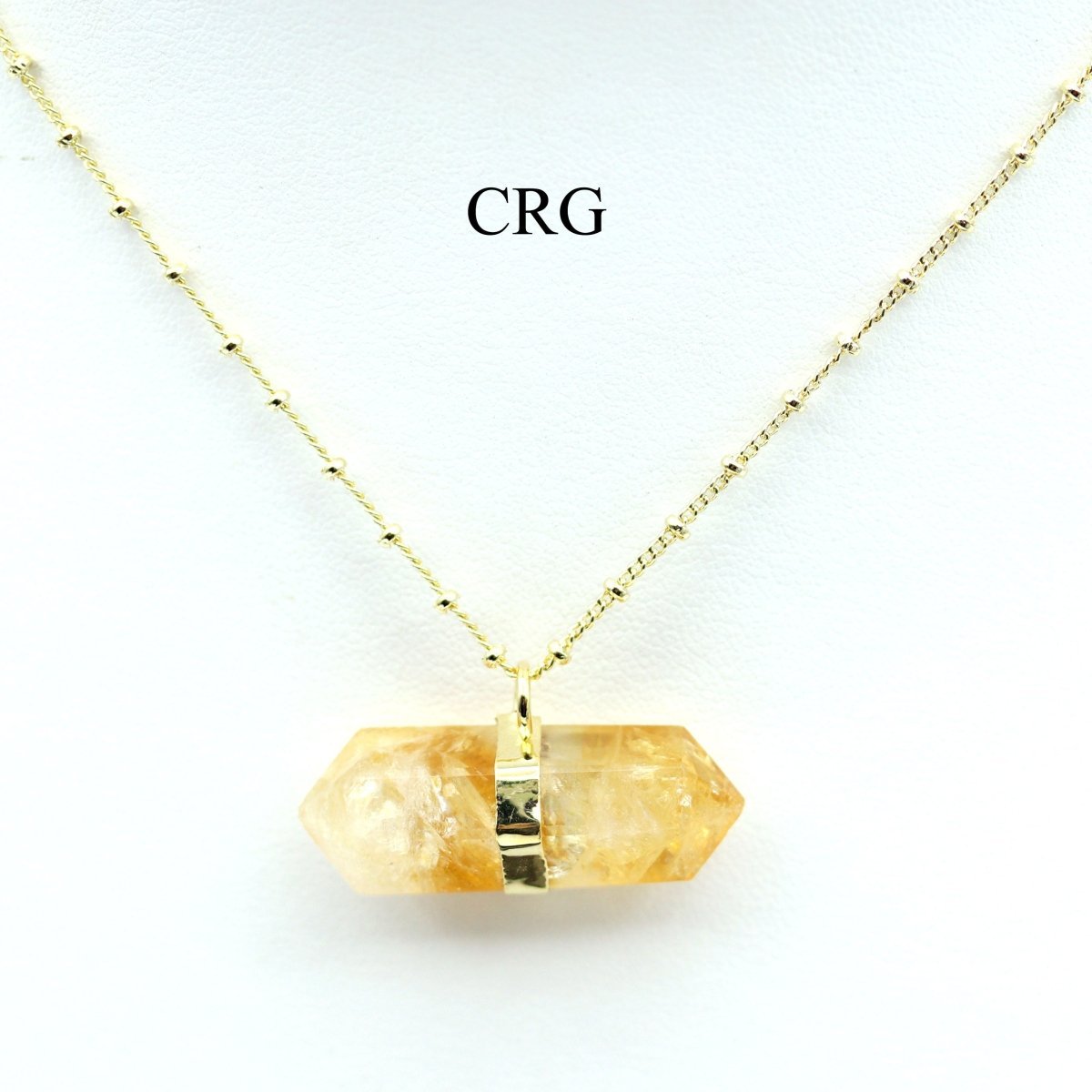 Citrine Double Terminated Point Necklace with Gold Plating (17 Inches) (1 Piece) by Crystal River Gems