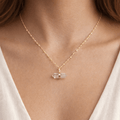 Clear Quartz Double Terminated Point Necklace with Gold Plating (17 Inches) (1 Piece) by Crystal River Gems