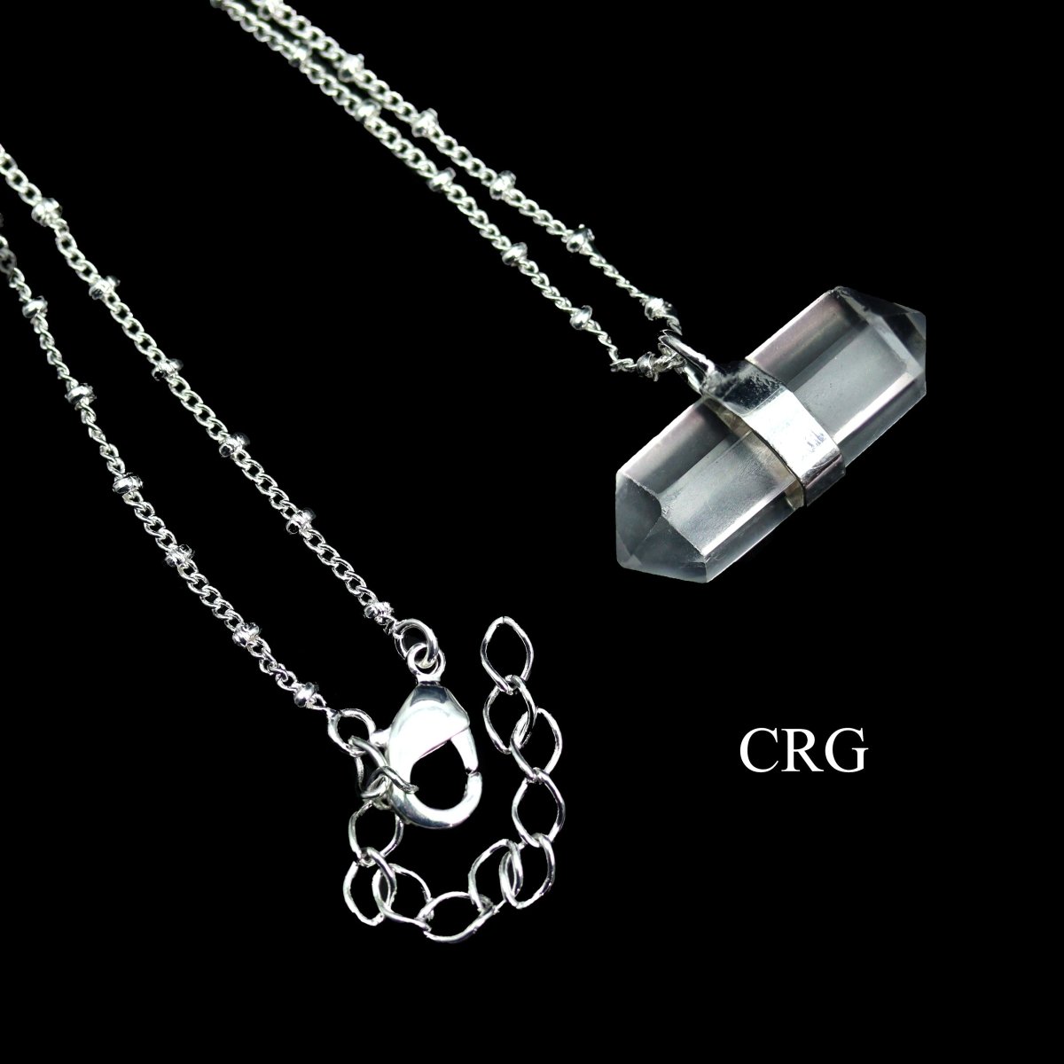 Clear Quartz Double Terminated Point Necklace with Silver Plating (17 Inches) (1 Piece) by Crystal River Gems