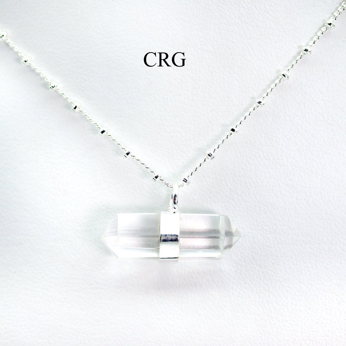 Clear Quartz Double Terminated Point Necklace with Silver Plating (17 Inches) (1 Piece) by Crystal River Gems