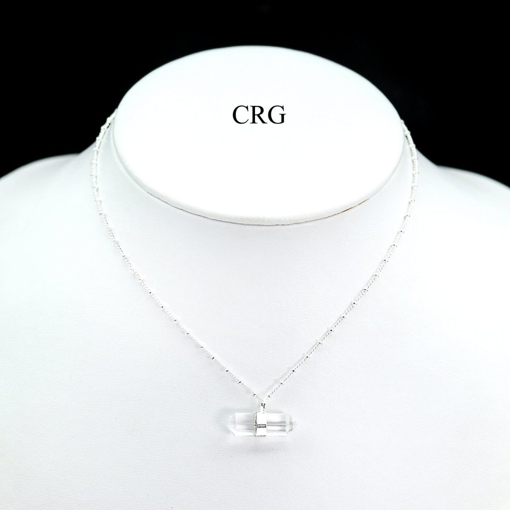 Clear Quartz Double Terminated Point Necklace with Silver Plating (17 Inches) (1 Piece) by Crystal River Gems