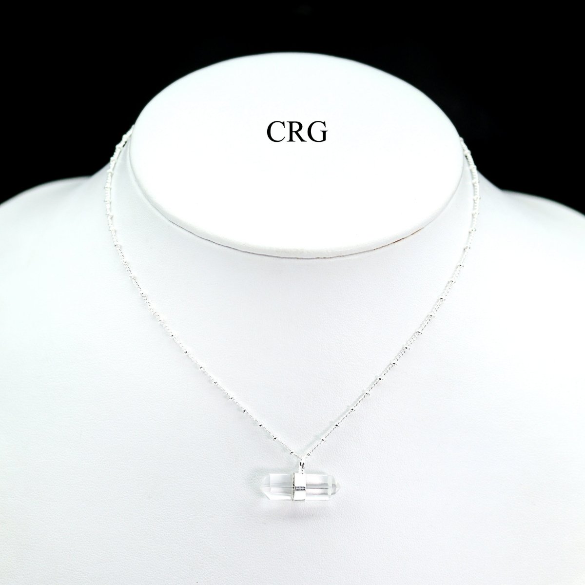 Clear Quartz Double Terminated Point Necklace with Silver Plating (17 Inches) (1 Piece) by Crystal River Gems