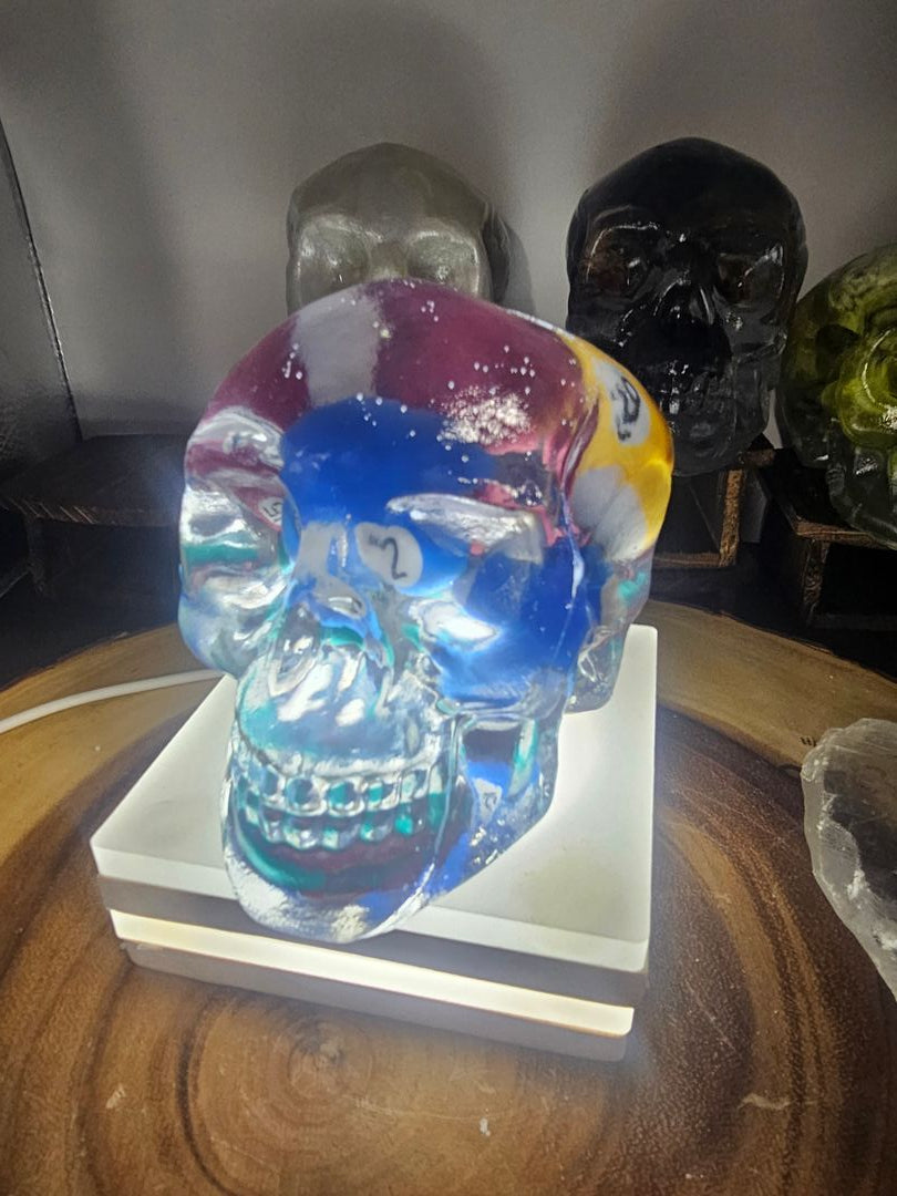 Billiard Ball Resin Skull - Vitreous Clear Cast Memento Mori | CrystalCloud Company by CrystalCloud Company