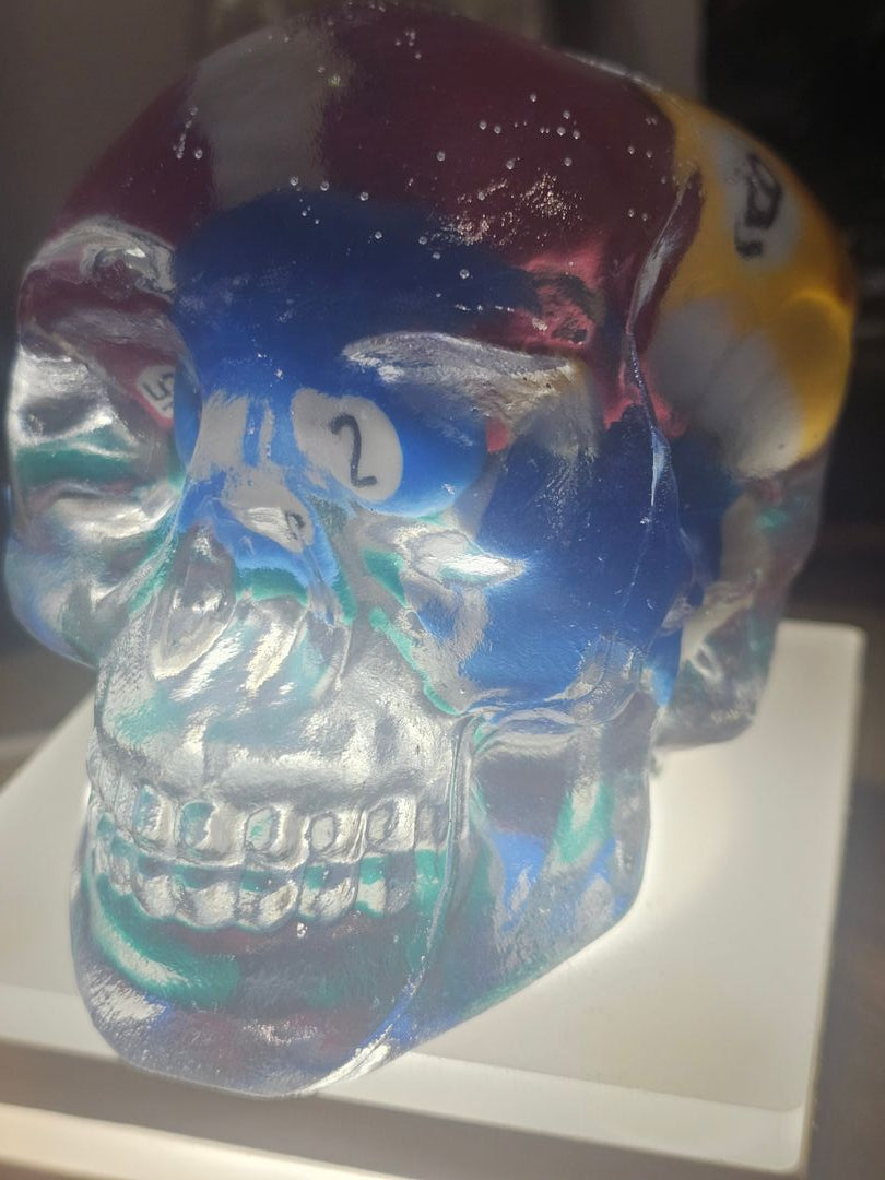 Billiard Ball Resin Skull - Vitreous Clear Cast Memento Mori | CrystalCloud Company by CrystalCloud Company
