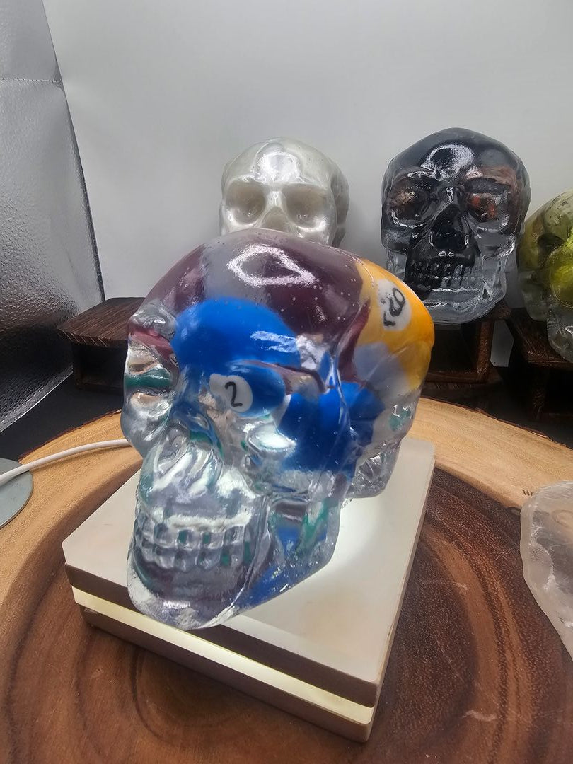 Billiard Ball Resin Skull - Vitreous Clear Cast Memento Mori | CrystalCloud Company by CrystalCloud Company