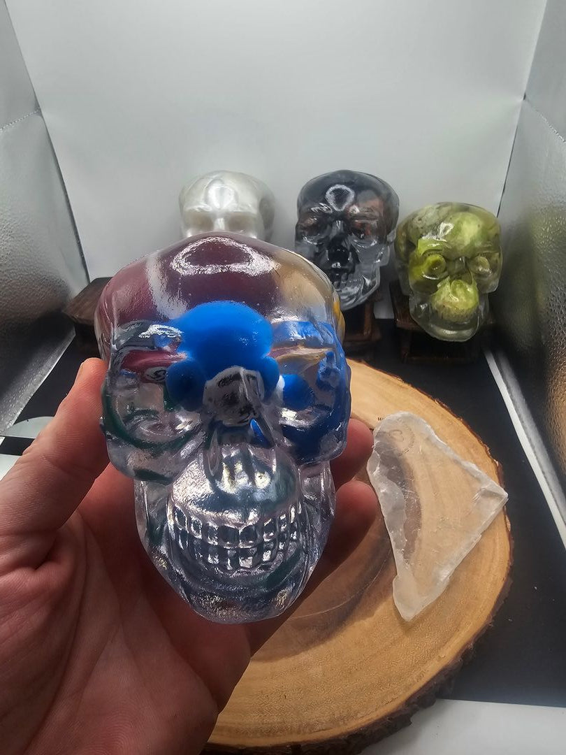 Billiard Ball Resin Skull - Vitreous Clear Cast Memento Mori | CrystalCloud Company by CrystalCloud Company