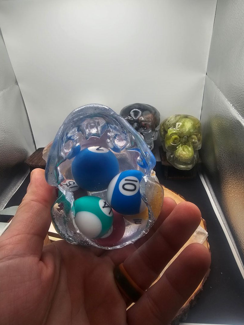 Billiard Ball Resin Skull - Vitreous Clear Cast Memento Mori | CrystalCloud Company by CrystalCloud Company