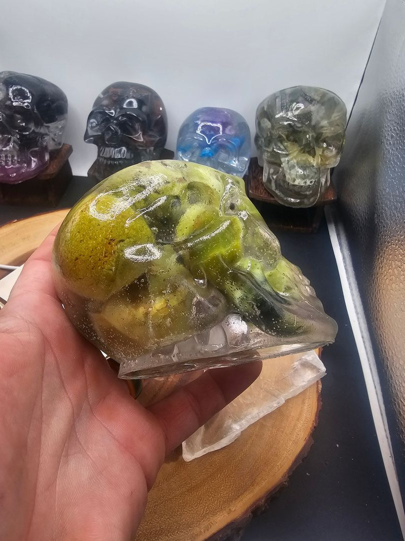 Ocean jasper Resin Anatomical Skull - Vitreous Botanical Specimen | CrystalCloud Company by CrystalCloud Company
