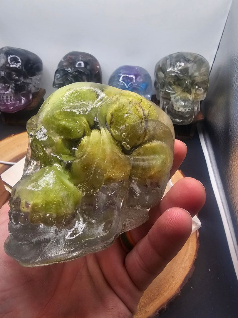 Ocean jasper Resin Anatomical Skull - Vitreous Botanical Specimen | CrystalCloud Company by CrystalCloud Company
