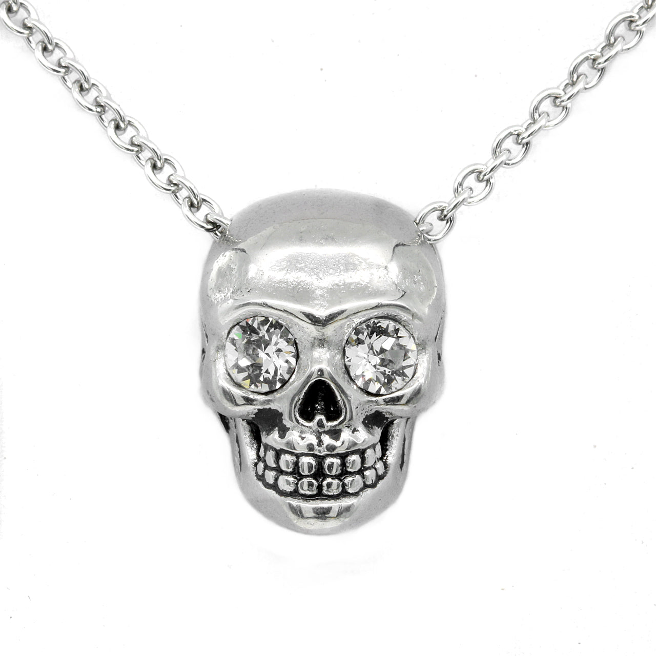 Crystal Skull Necklace With Sparkling Rhinestone Eyes
