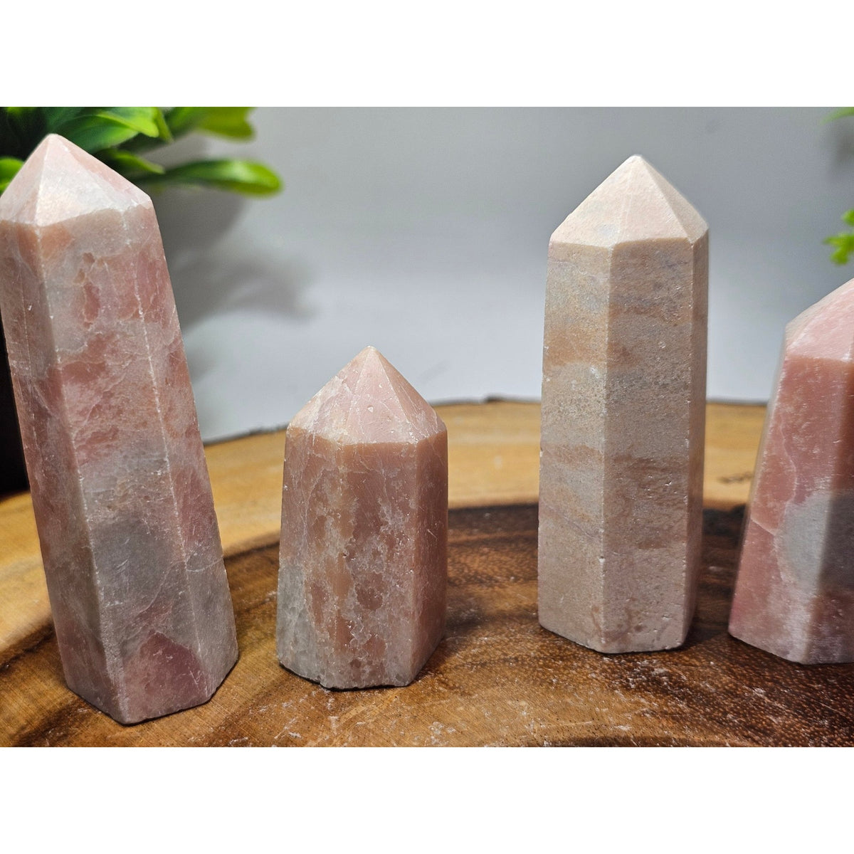 Set of 5 Natural Pink Opal Towers