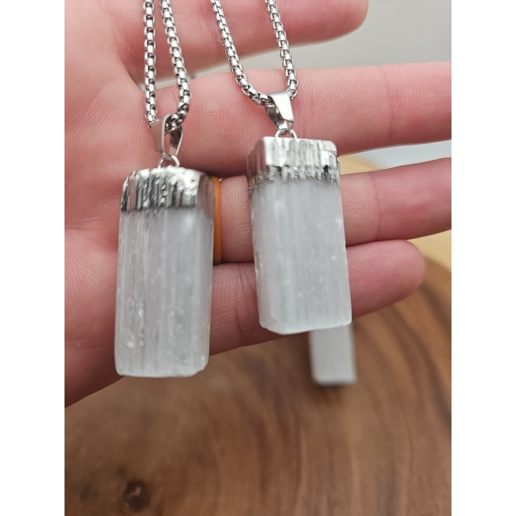 Selenite Crystal Necklace 1 Each W/Chain by CrystalCloud Company