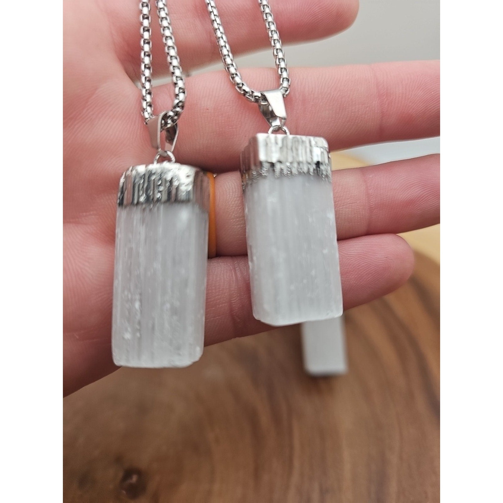 Selenite Crystal Necklace 1 Each W/Chain by CrystalCloud Company