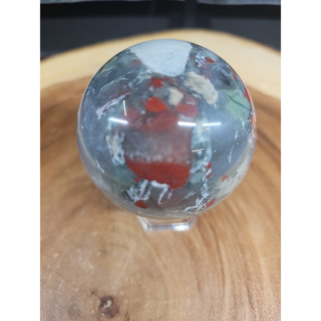 Natural Quartz Crystal Jasper Sphere Ball Polished 63mm &stand by CrystalCloud Company