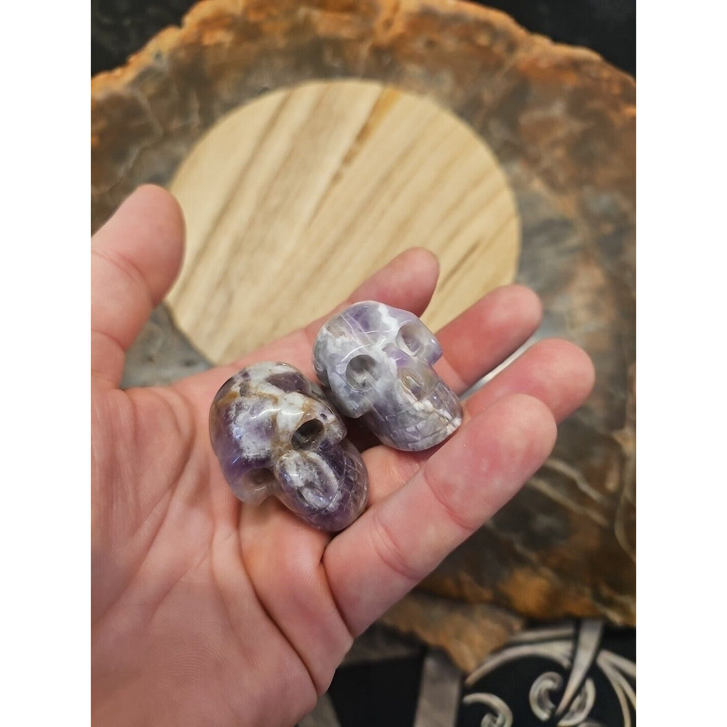 Dream Amethyst Crystal Skull Pair — 93g, Polished Display Pieces | CrystalCloud Company by CrystalCloud Company