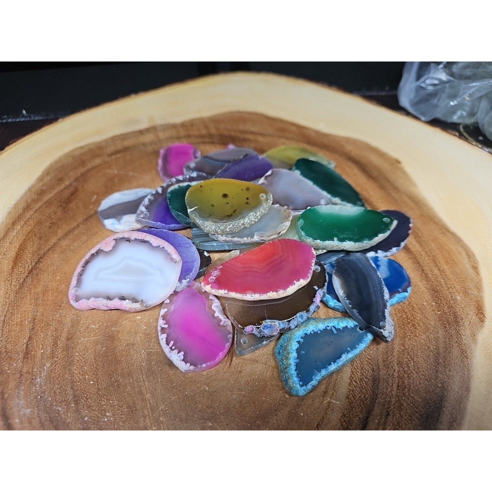10 agate slices lot W/hole For Pendant by CrystalCloud Company