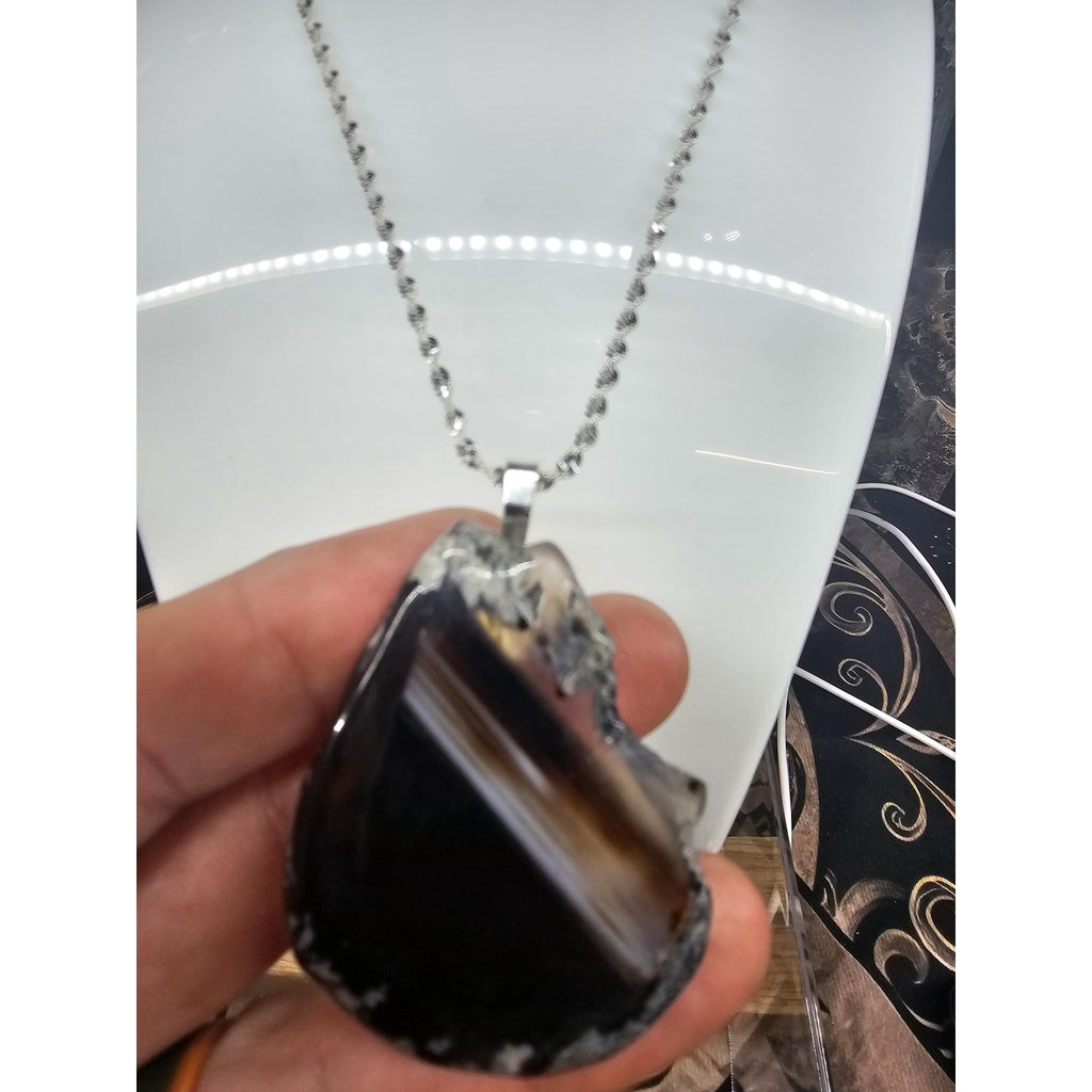 Brown agate Pendant Necklace by CrystalCloud Company
