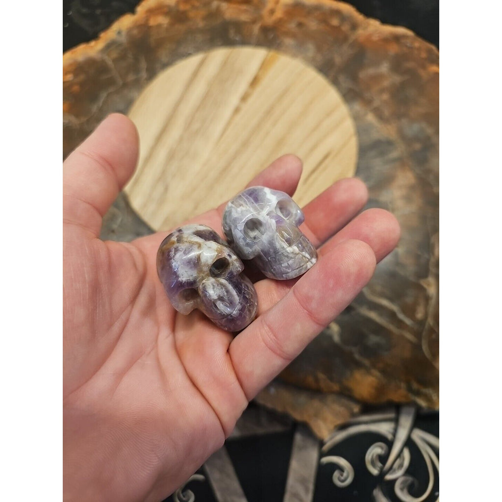 Dream Amethyst Crystal Skull Pair — 93g, Polished Display Pieces | CrystalCloud Company by CrystalCloud Company