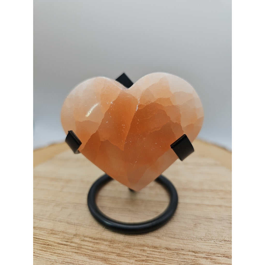 Peach Selenite Palm Stone W/stand 1each by CrystalCloud Company