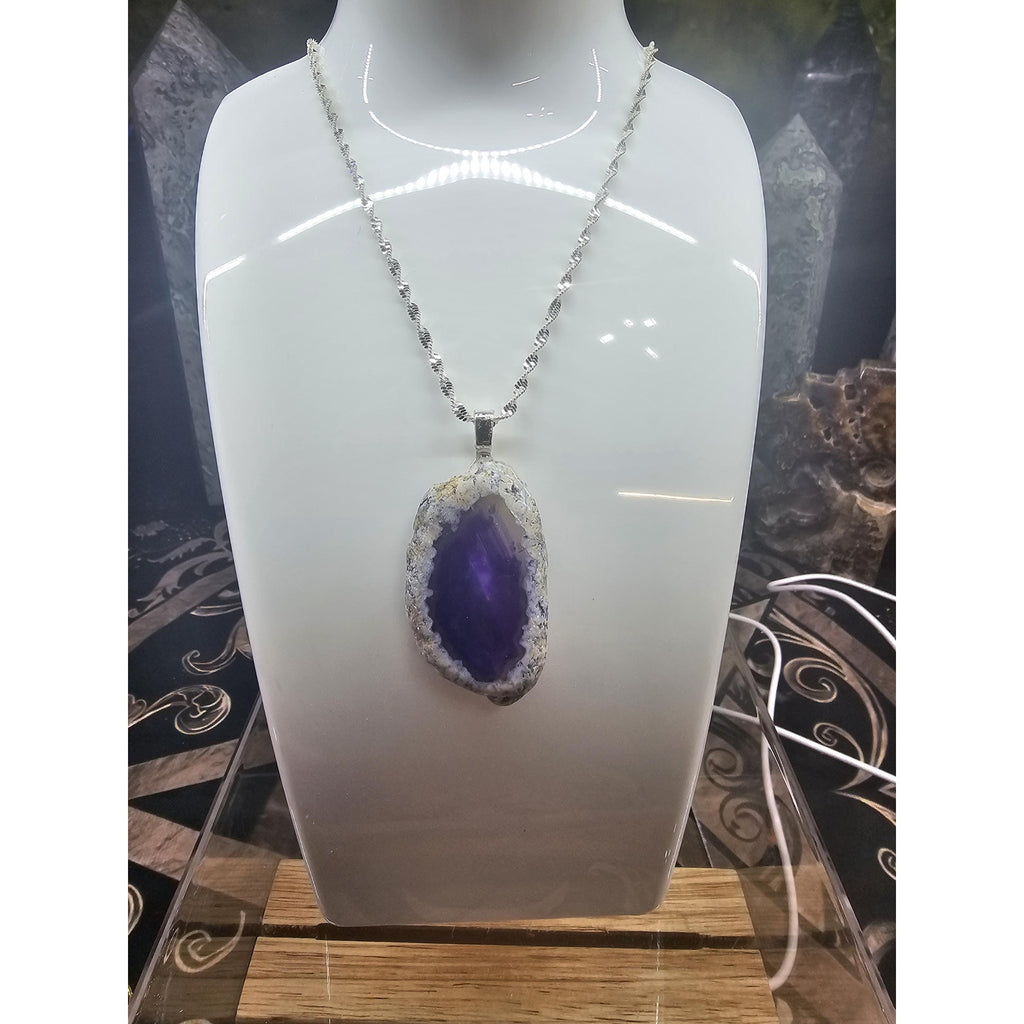 Purple agate Pendant Necklace by CrystalCloud Company