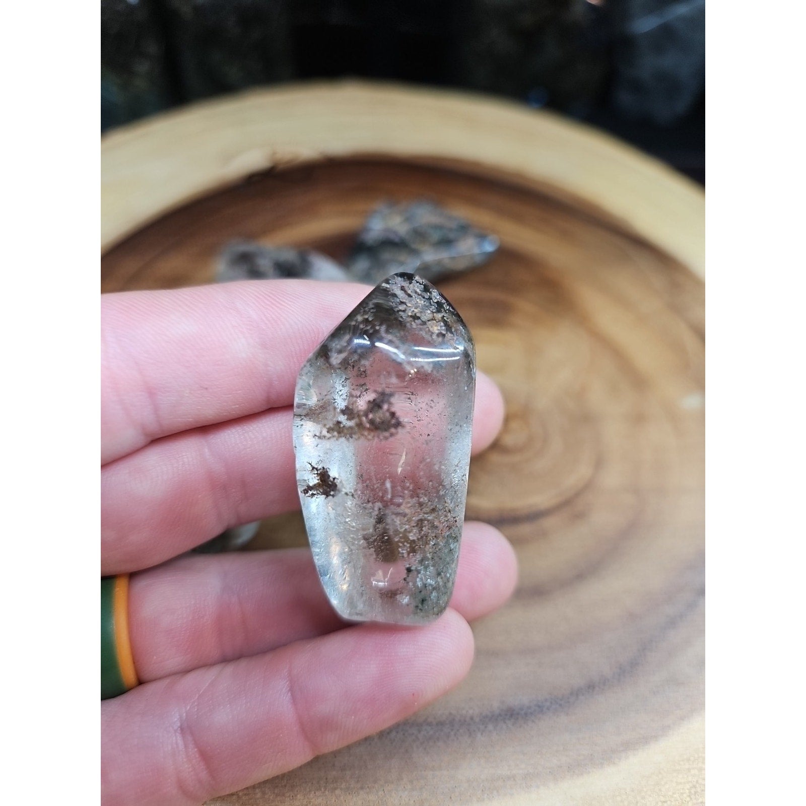 1Pcs XL Natural Phantom Ghost Clear Quartz Crystal Stone Tumble Brazil by CrystalCloud Company