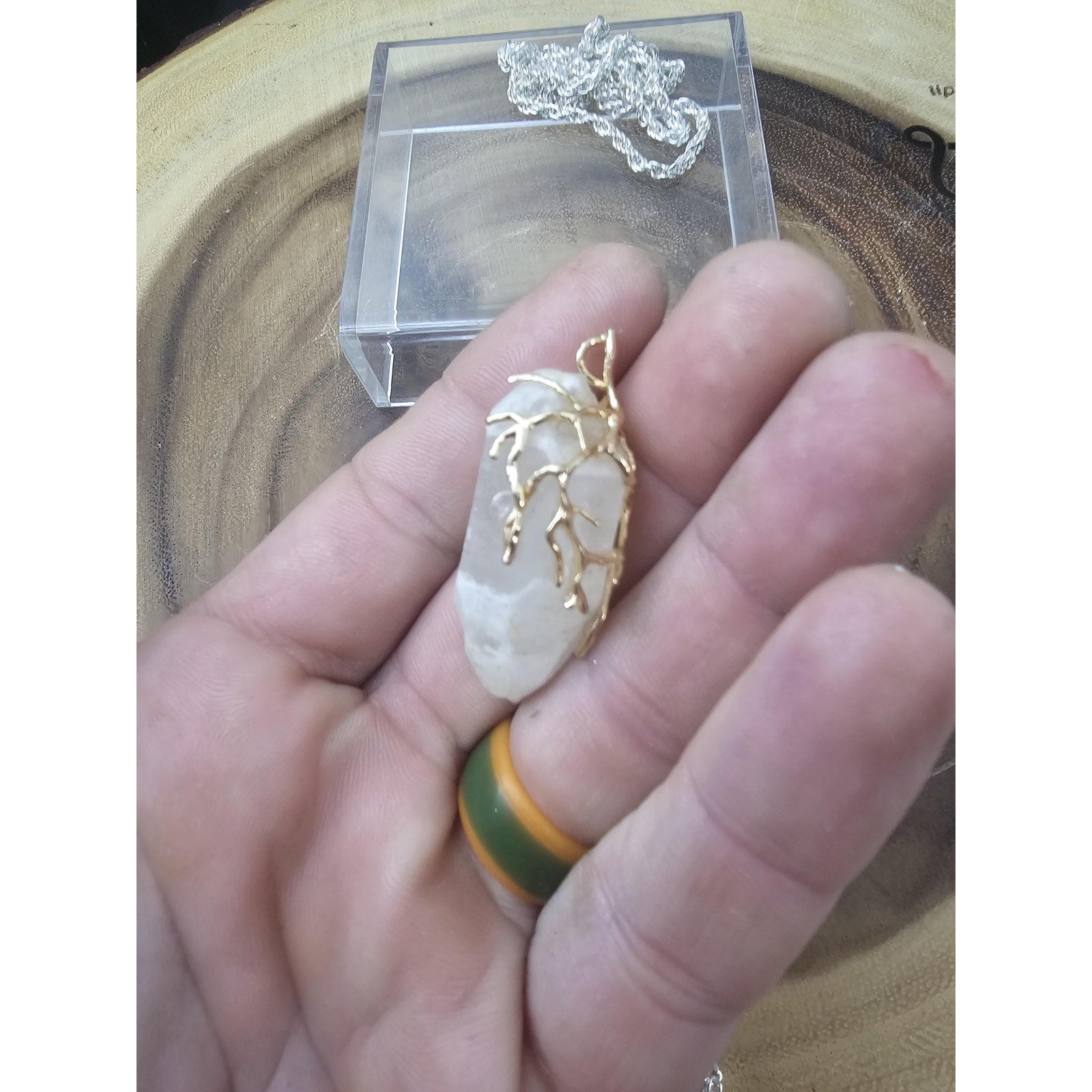 Extra large quartz crystal pendant by CrystalCloud Company