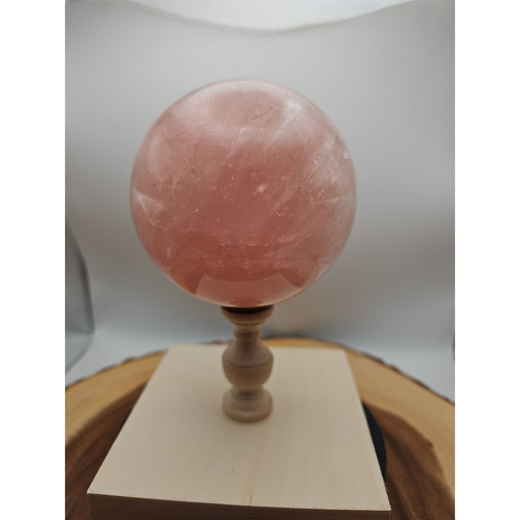 3.04LB Natural Pink Rose Quartz Crystal Sphere 98-107mm W/stand by CrystalCloud Company