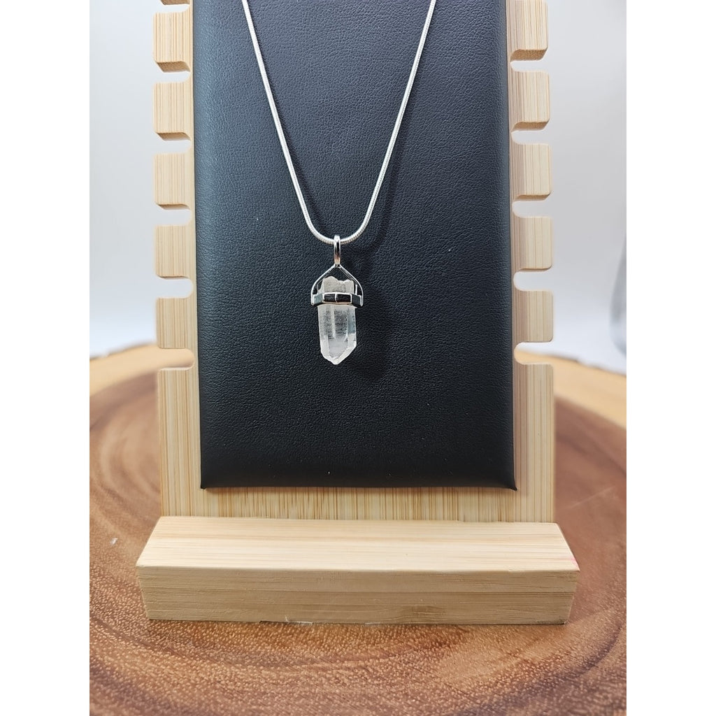 Handmade Quartz Crystal Necklace 16in 925 Silver Chain by CrystalCloud Company