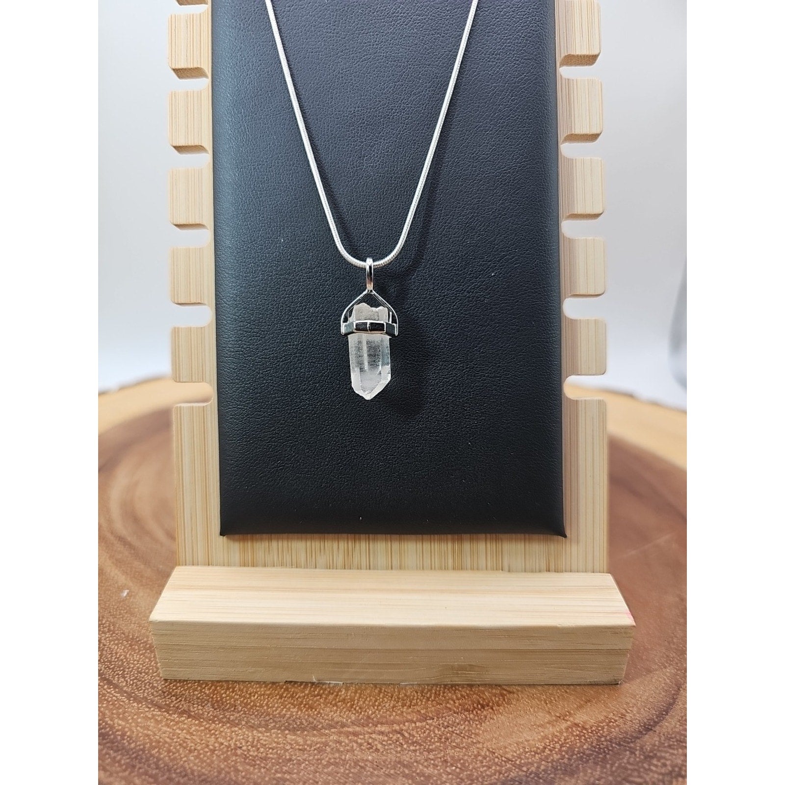 Handmade Quartz Crystal Necklace 16in 925 Silver Chain by CrystalCloud Company