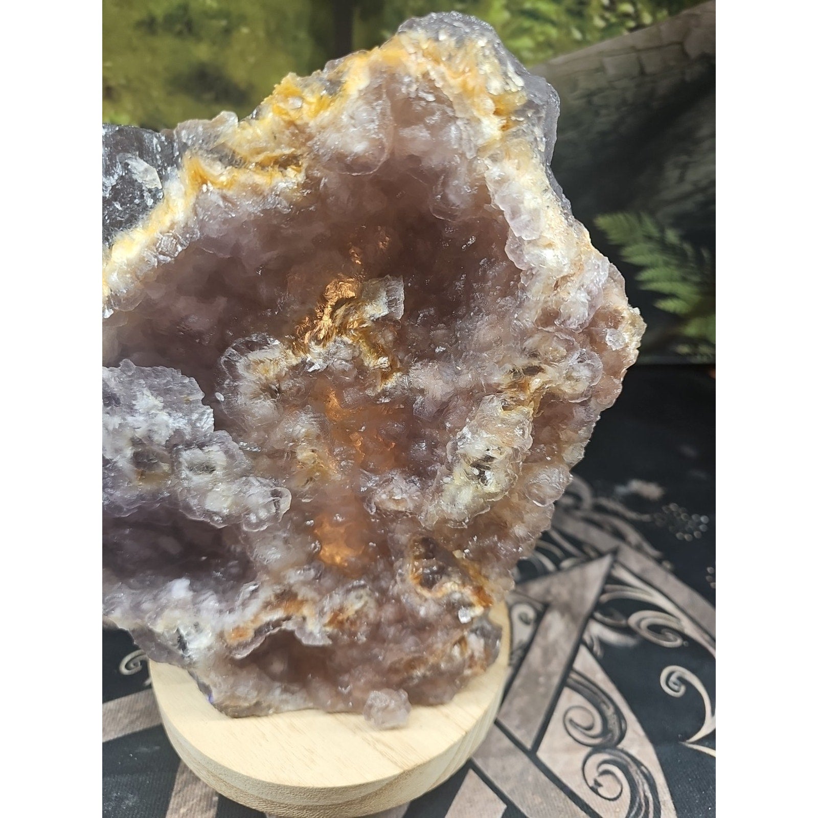 11.9LB Natural fluorite quartz crystal Cluster specimen W/led Back Light Stand by CrystalCloud Company