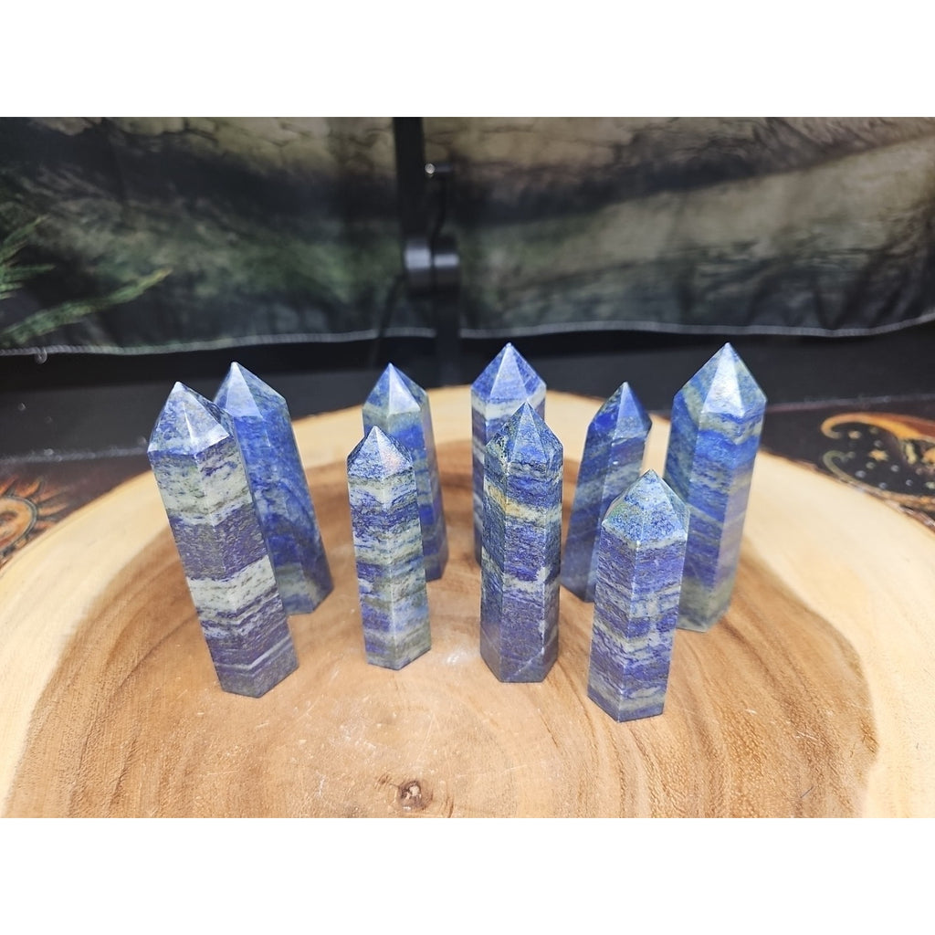 Blue Lapis Lazuli & Pyrite Crystal Tower — Rare Generator Point from Brazil | CrystalCloud Company by CrystalCloud Company