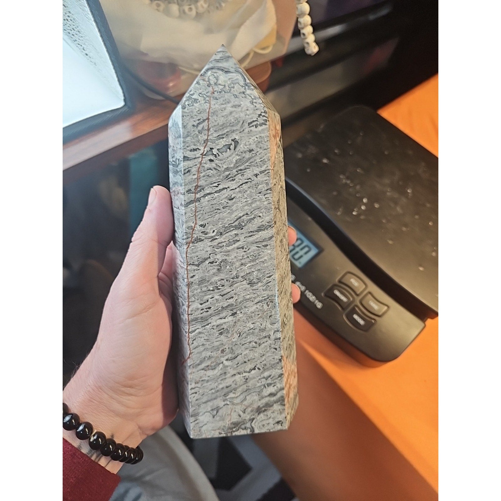 3.69LB 1Pcs Natural Gray Crazy Lace Jasper Crystal Point Tower Healing by CrystalCloud Company