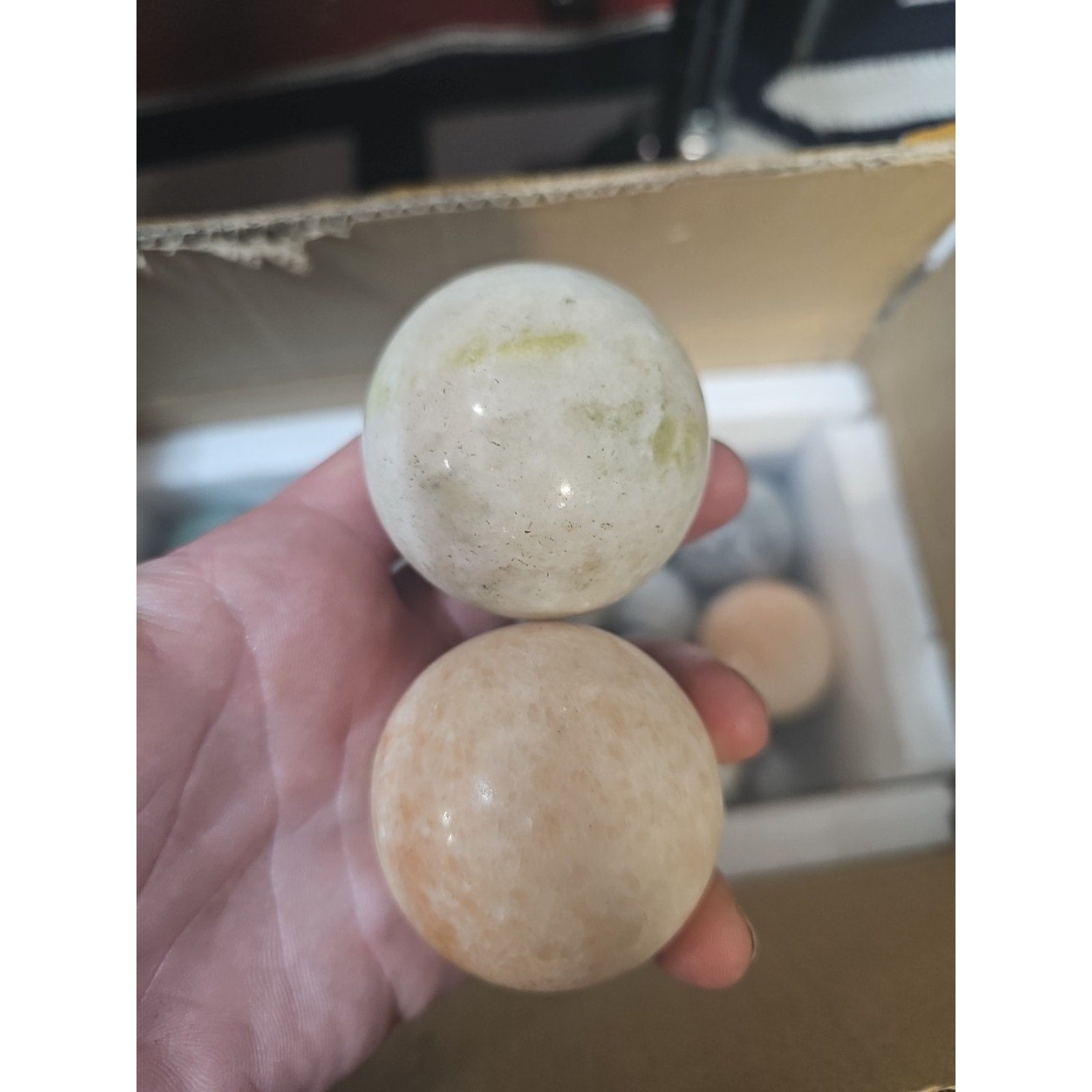 Ocean Jasper Spheres Set Of 3 Random Selection W/stands by CrystalCloud Company