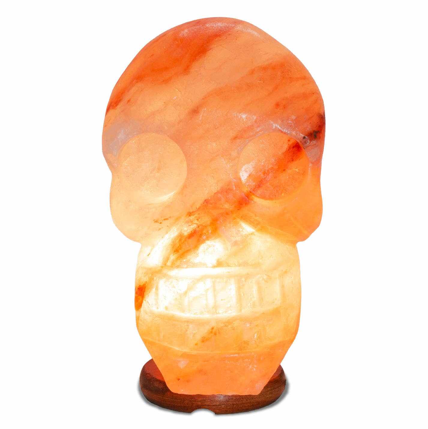 Skull Shaped Salt Lamp - 9.5" avg. - Cord, Bulb, Dimmer by Sacred Crystals