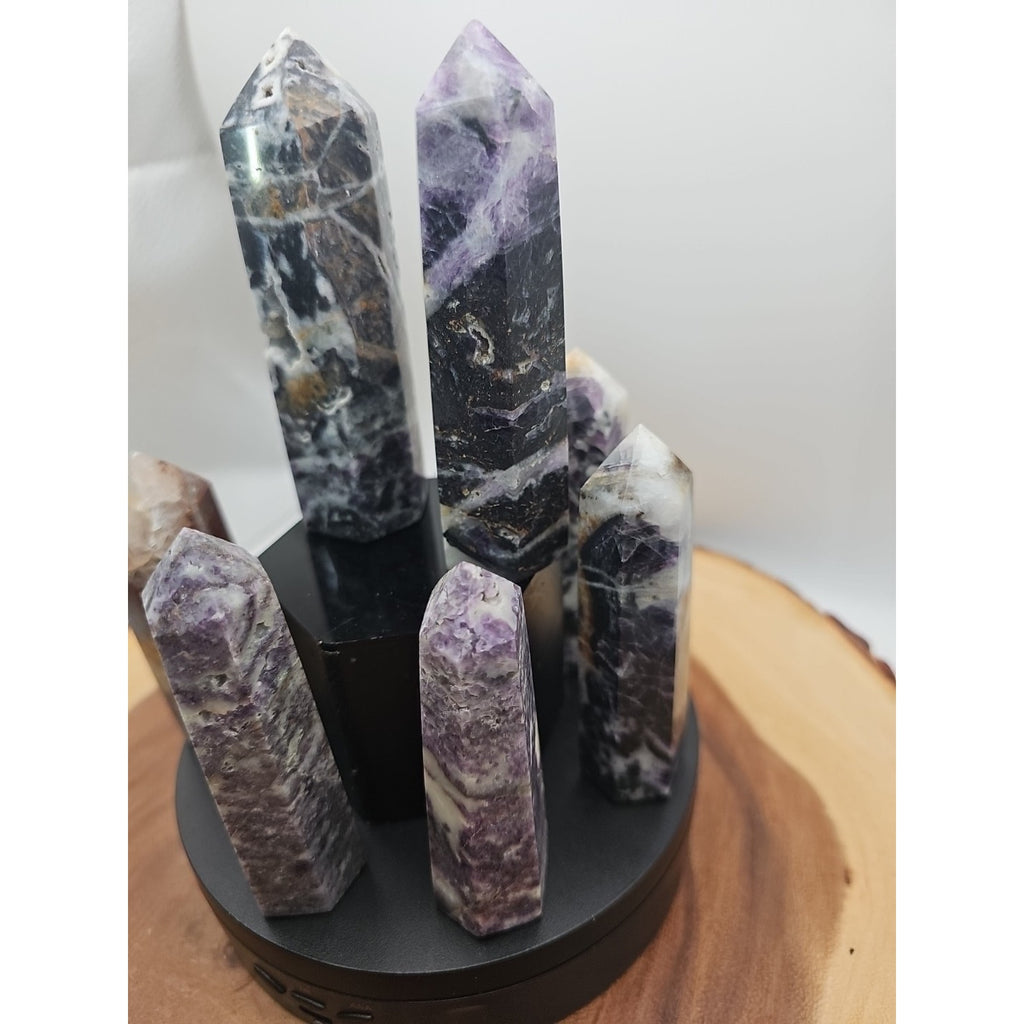 2Pcs Natural Rainbow Fluorite Quartz Crystal Point Tower Polished 4in Tall Avg by CrystalCloud Company