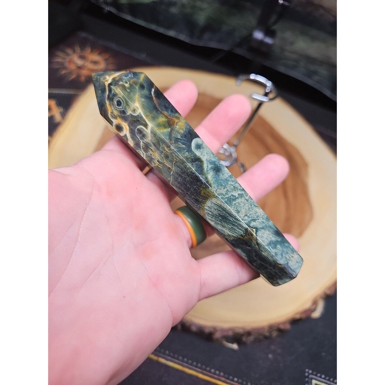 Moss Agate Generator W/Stand 220grams by CrystalCloud Company