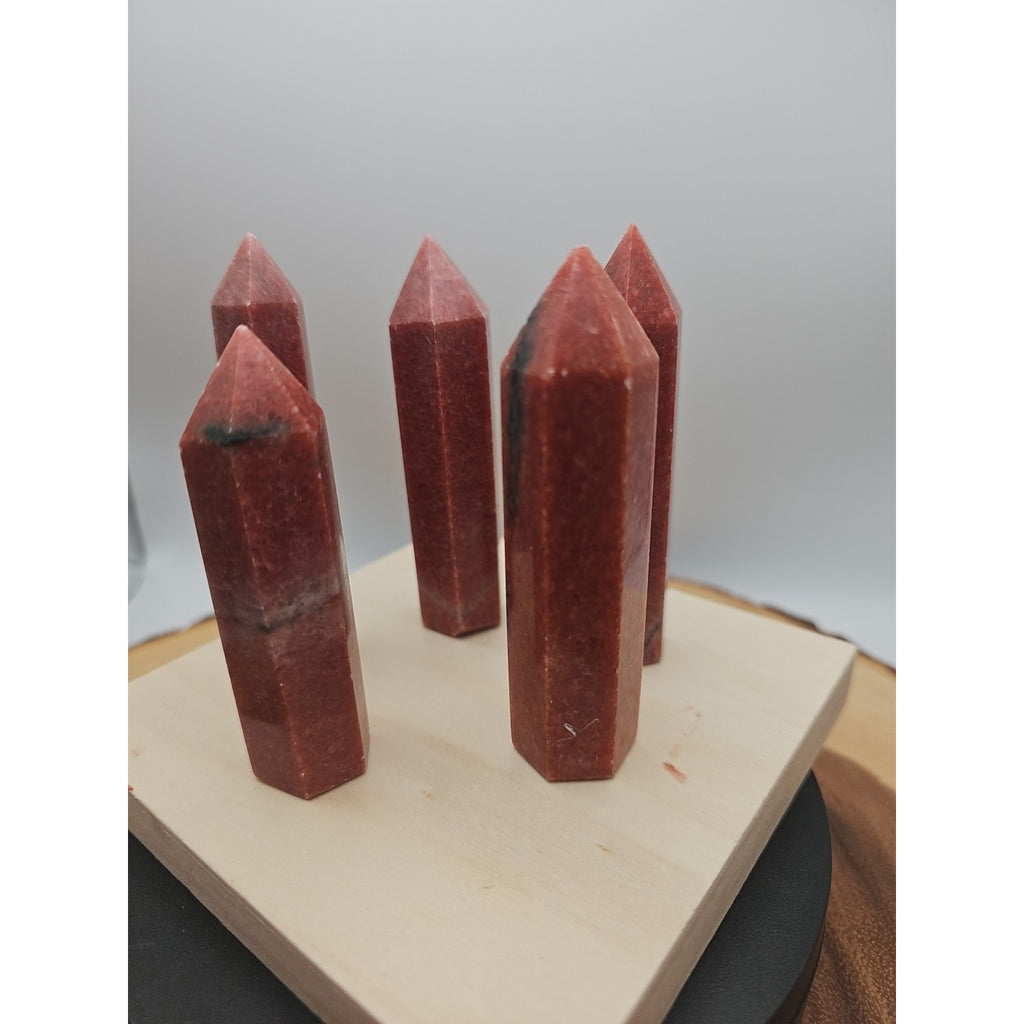 5pcs Avg .65 Natural Rhodonite Quartz Crystal Brazil by CrystalCloud Company