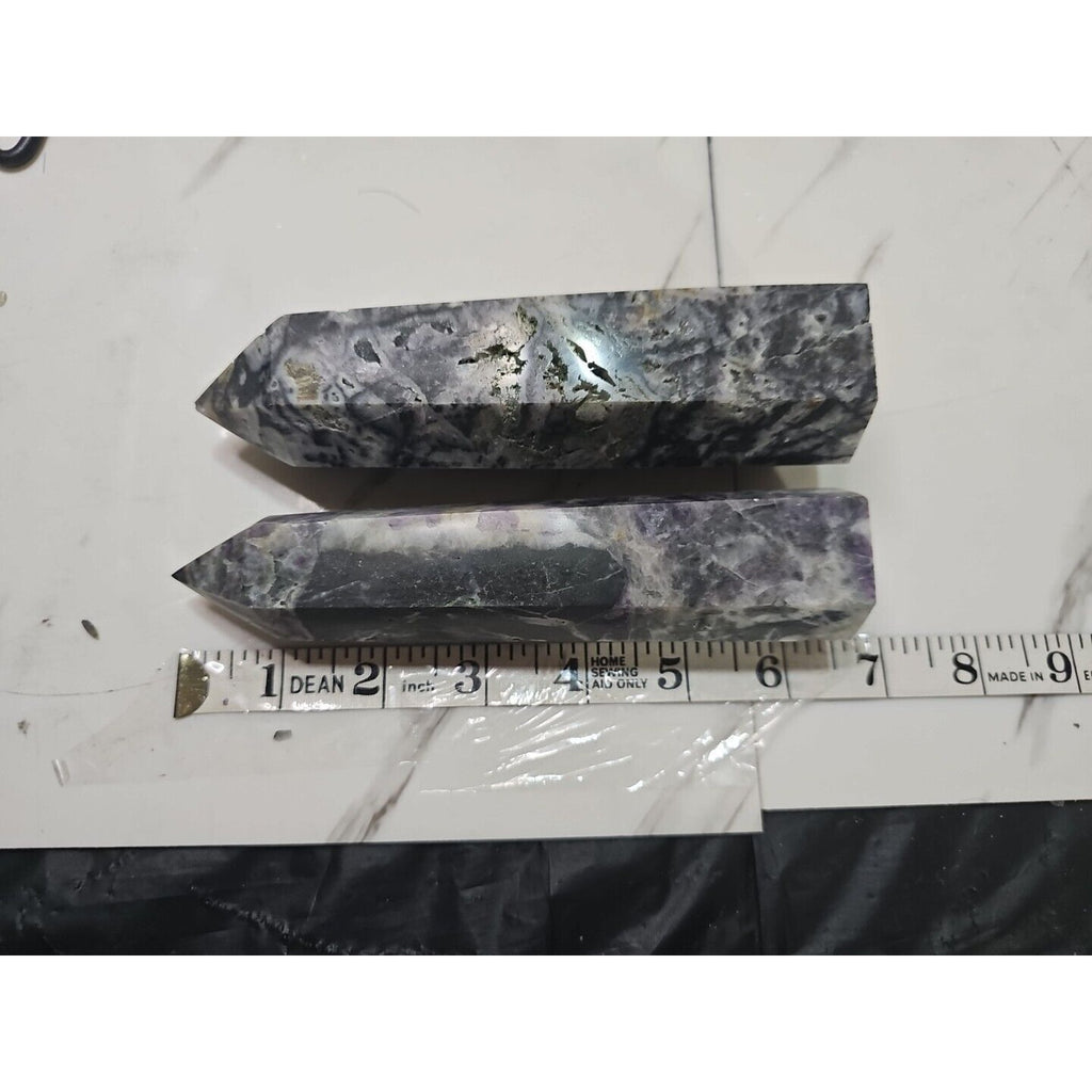 2Pcs Natural Purple Fluorite Quartz Crystal Point Tower Polished by CrystalCloud Company