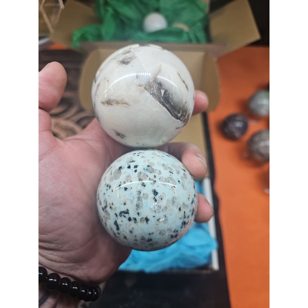 Ocean Jasper Spheres 60mm+ Set Of 2 Random Selection W/stands by CrystalCloud Company