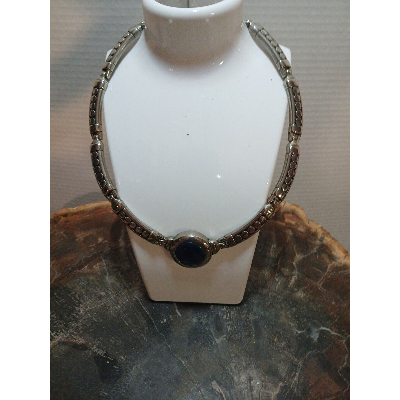 Silver Plated Necklace with Natural Stone Pendant by CrystalCloud Company