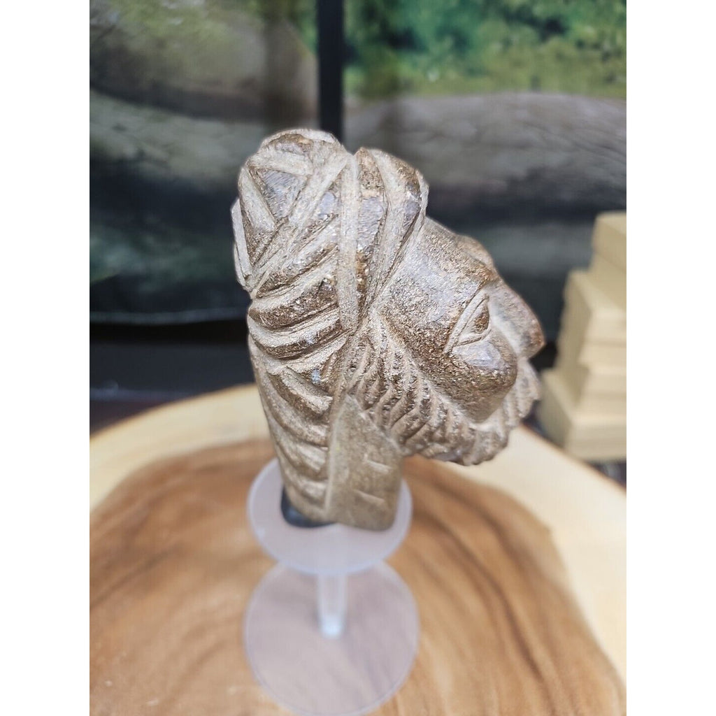 Vintage ABSTRACT STONE HEAD Sculpture Stone 1 lb W/Stand by CrystalCloud Company