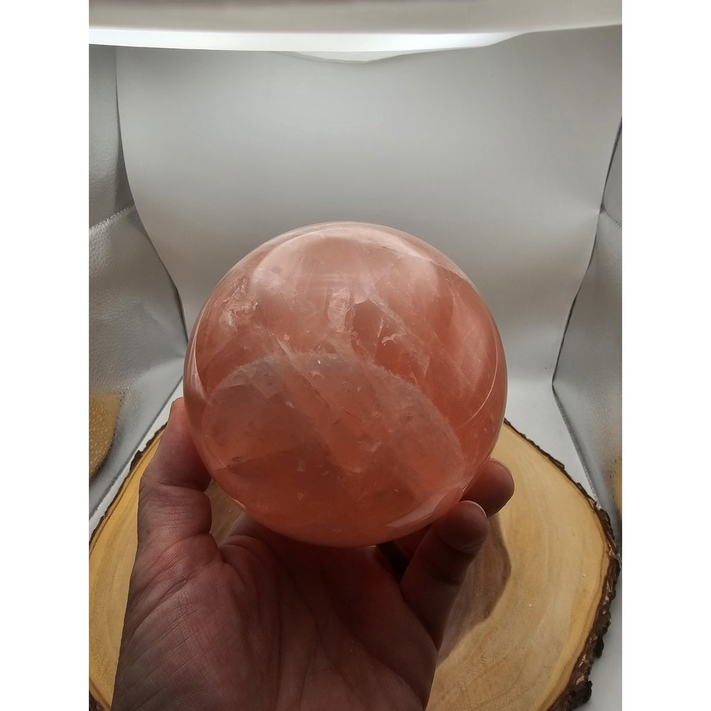 3.85lb Natural Pink Rose Quartz Crystal Sphere 98-107mm W/stand by CrystalCloud Company