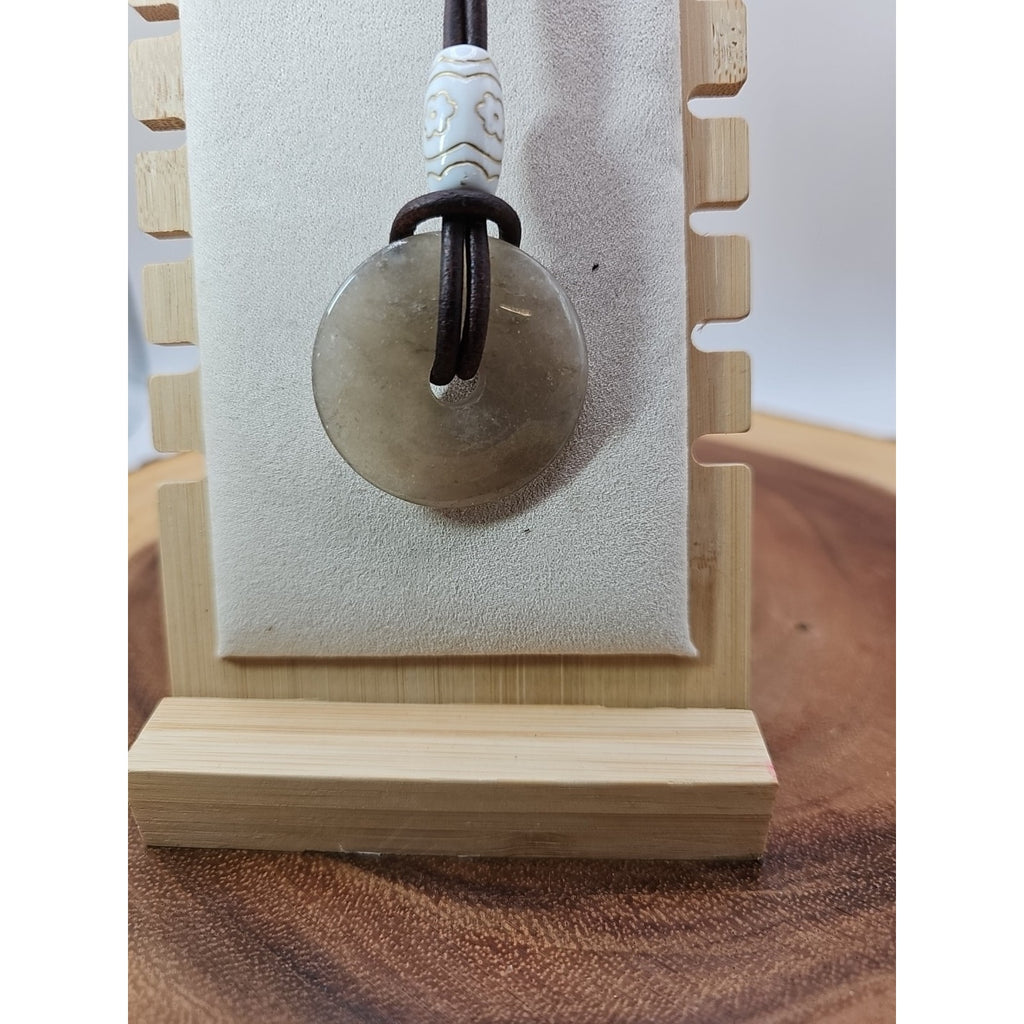 Quartz Lucky Pendant Leather Cord by CrystalCloud Company