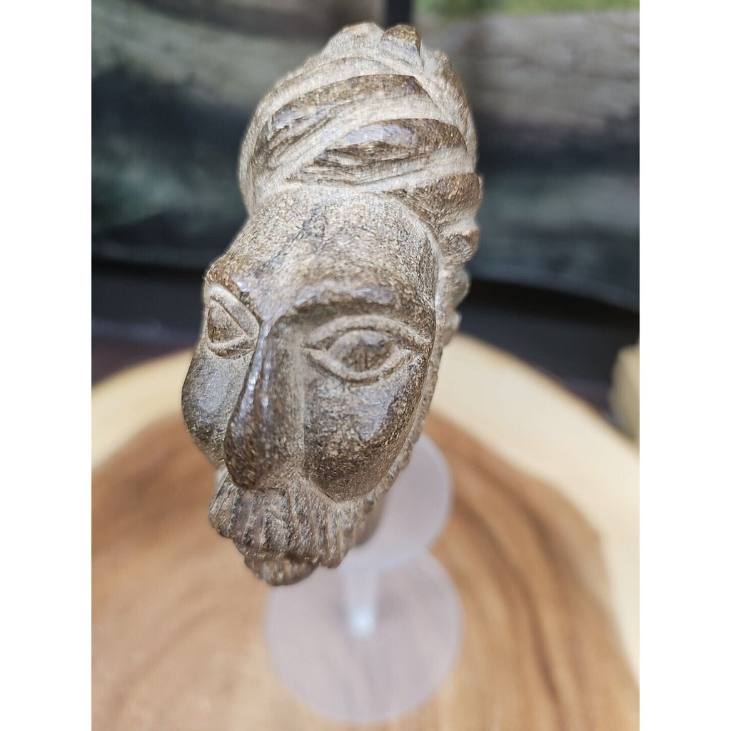 Vintage ABSTRACT STONE HEAD Sculpture Stone 1 lb W/Stand by CrystalCloud Company
