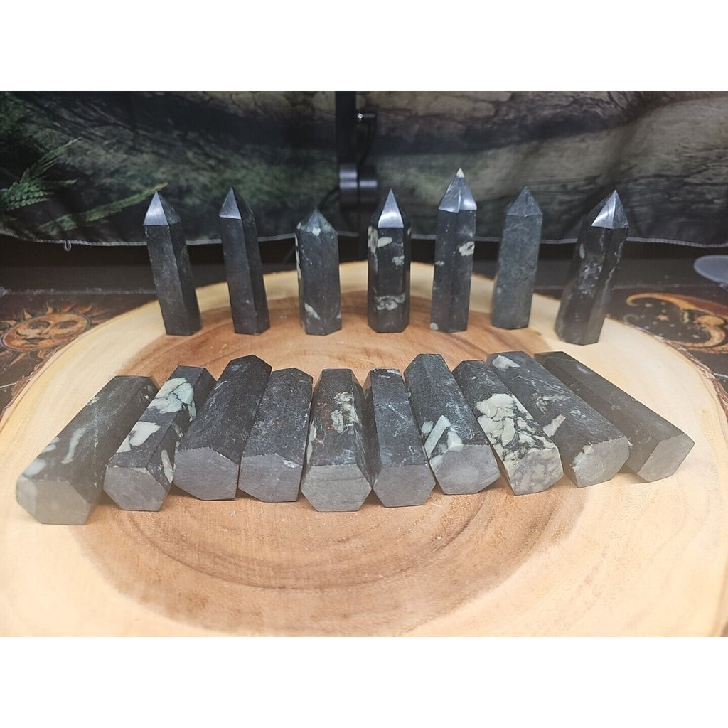 .74lbs Avg 4Pcs Natural Plum Blossom Jasper Crystal Point Tower Polished Healing by CrystalCloud Company
